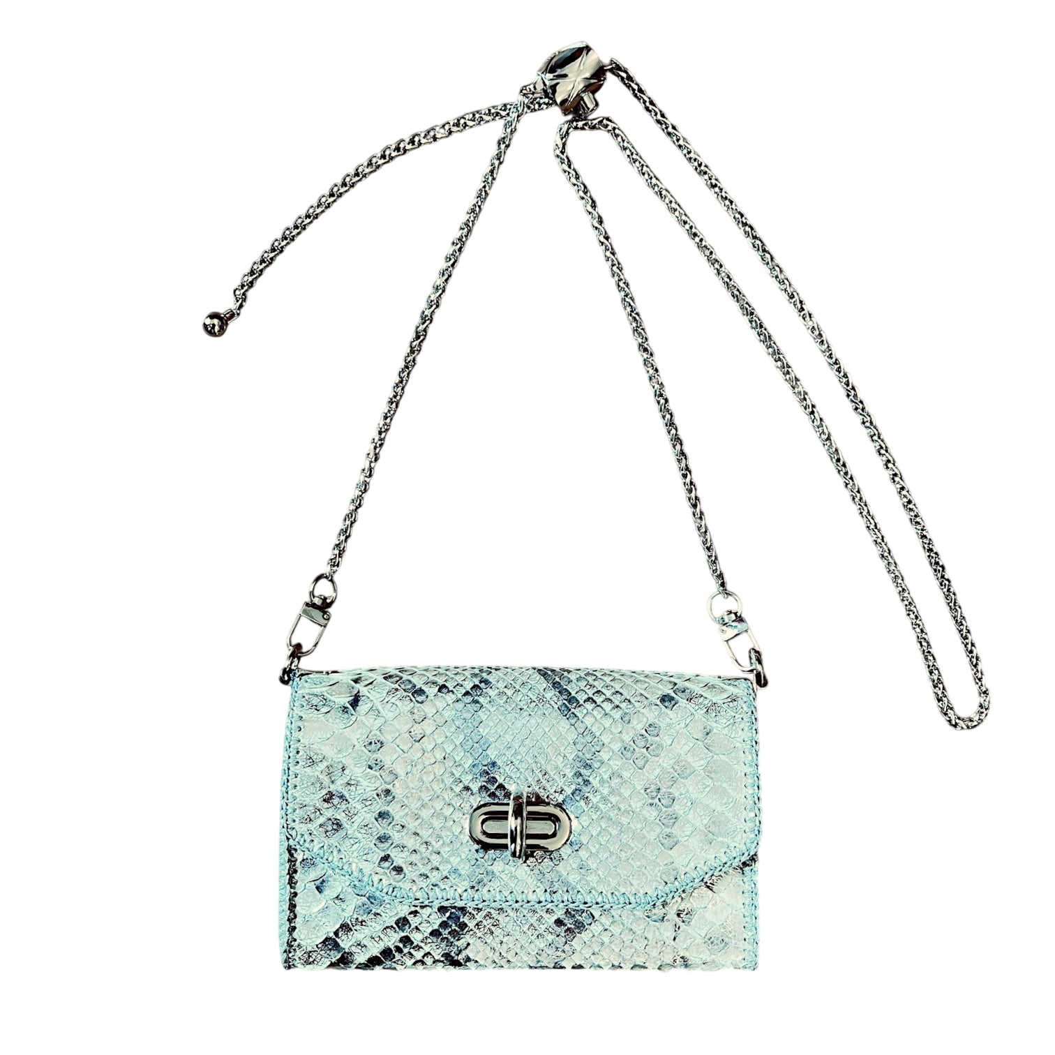 Silver python small luxury bag