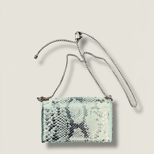 Silver python small luxury bag