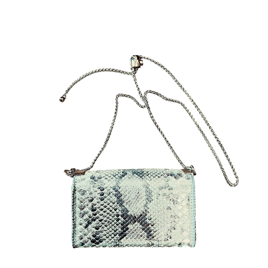 Silver python small luxury bag