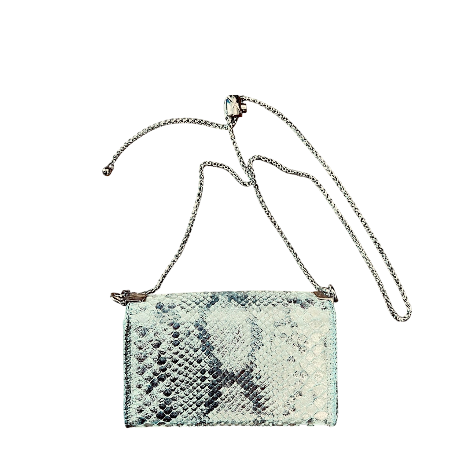 Silver python small luxury bag