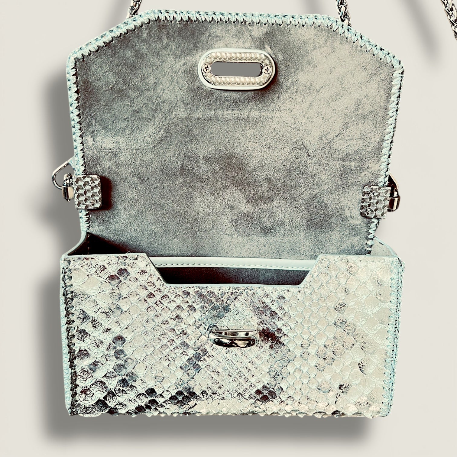 Sleek Python Evening Clutch - Minimalist Luxury Accessory