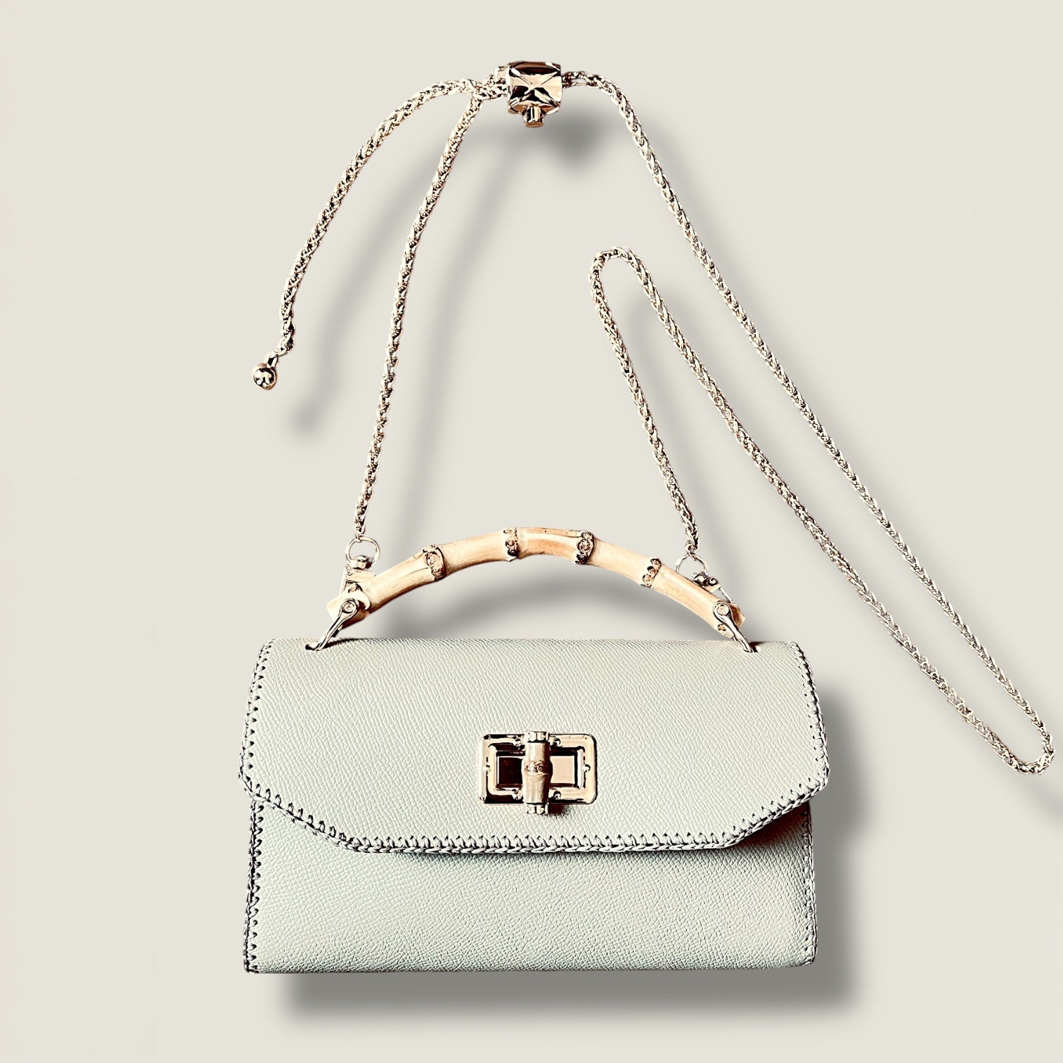 Bamboo Accent Evening Clutch - Natural Luxury Statement Piece