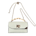 Small leather bag with bamboo handle