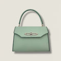 Mint lizard embossed leather top handle bag