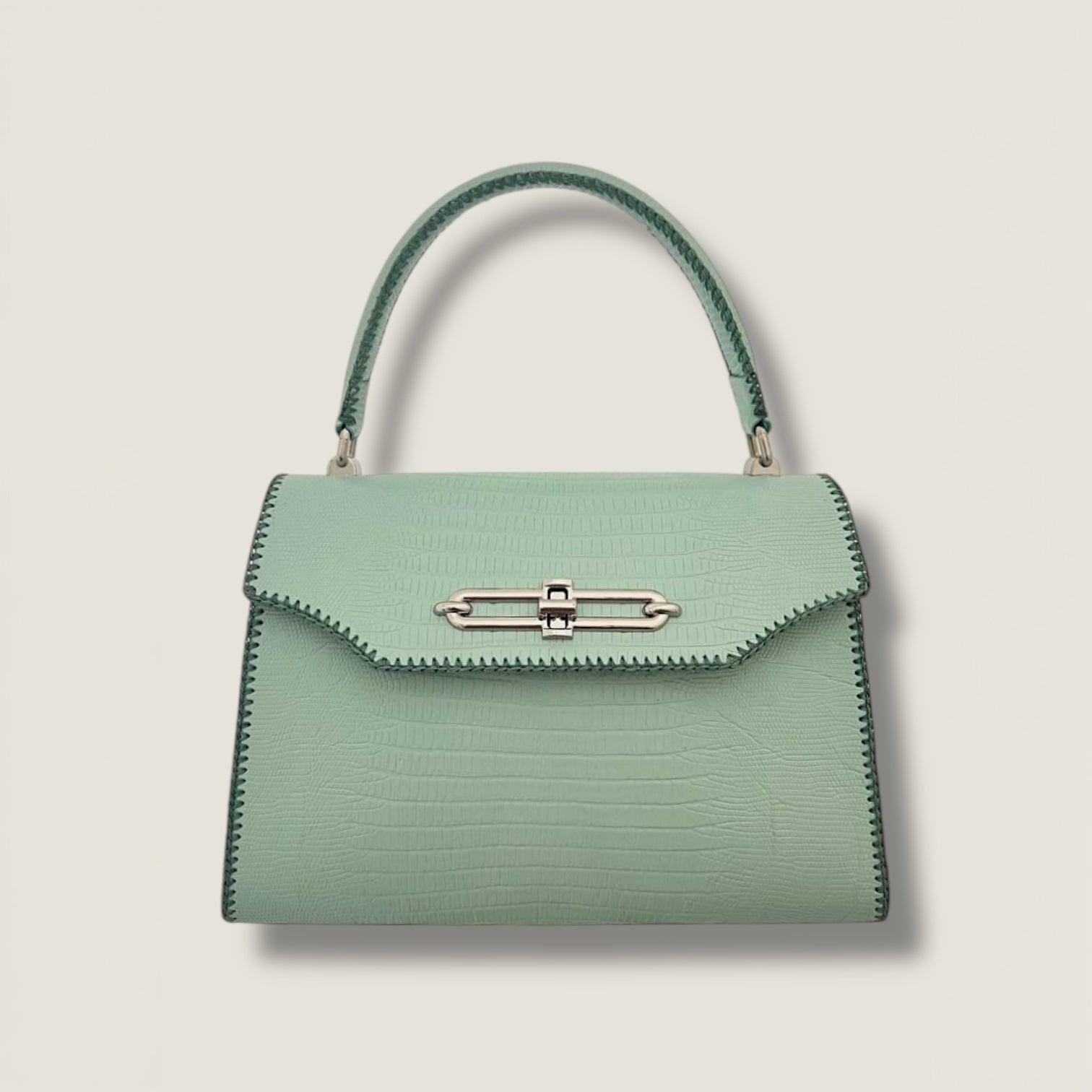 Compact Lizard Embossed Satchel - Adjustable Chain Mini Bag