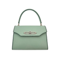 Mint lizard embossed leather top handle bag