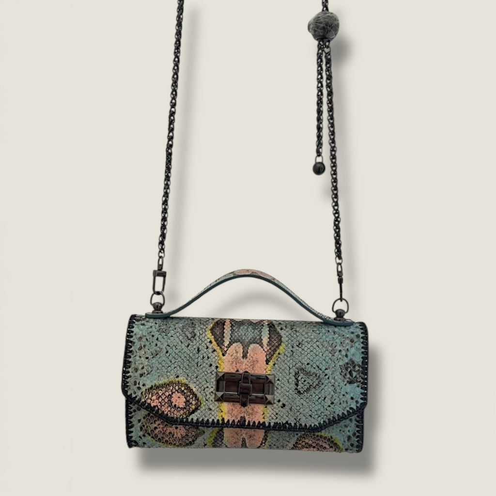 Gunmetal Python Shoulder Bag - Edgy Luxury Statement Piece