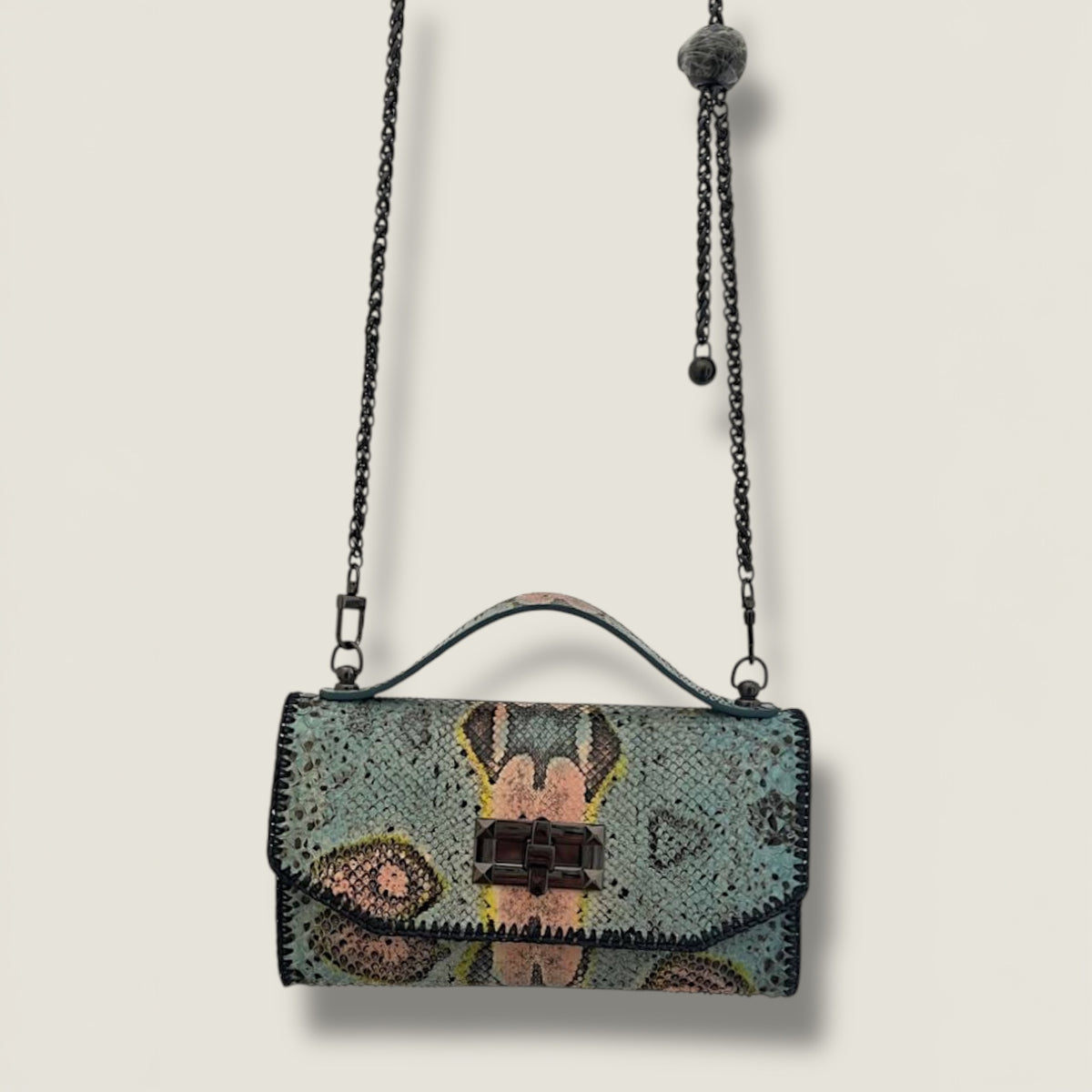 Gunmetal Python Shoulder Bag - Edgy Luxury Statement Piece