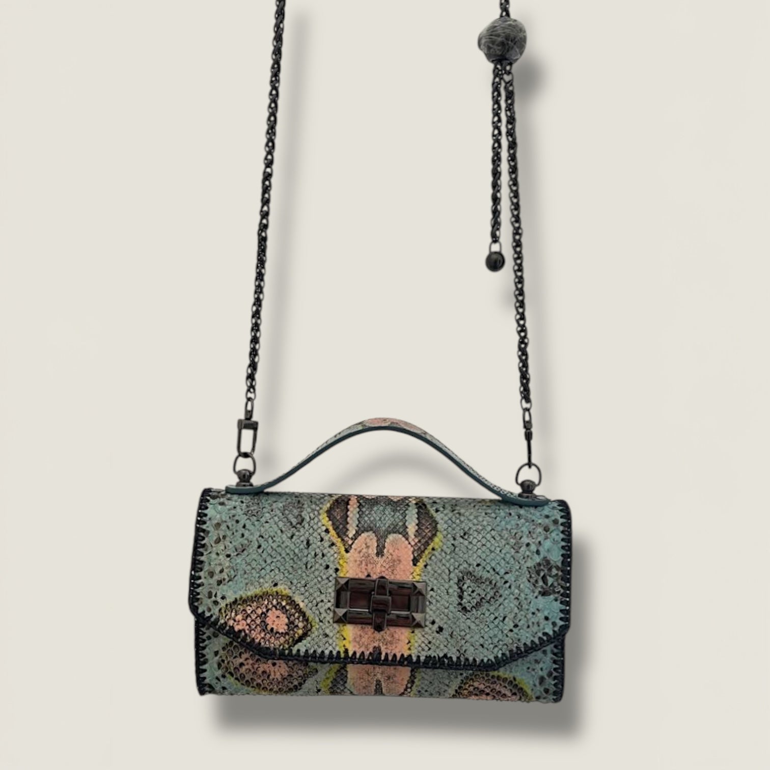 Gunmetal Python Shoulder Bag - Edgy Luxury Statement Piece