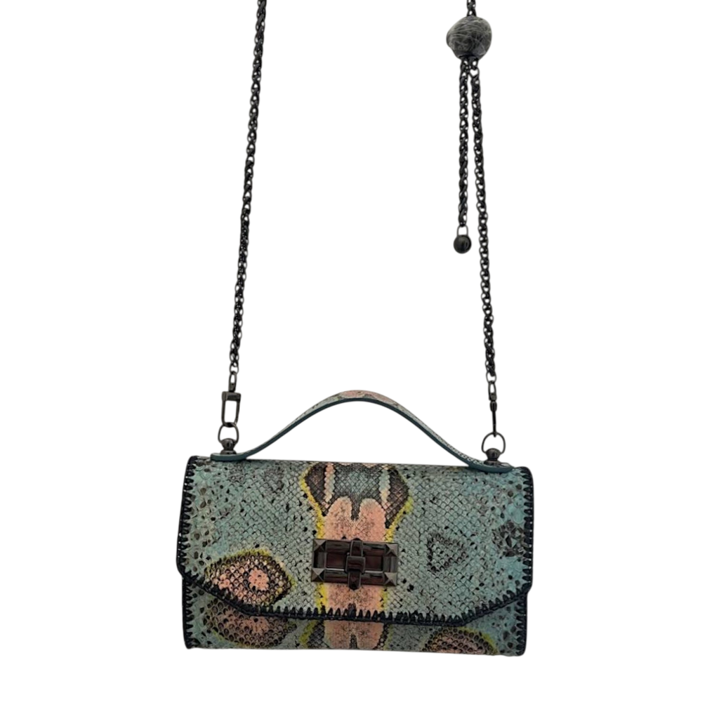 Gunmetal Python Shoulder Bag - Edgy Luxury Statement Piece