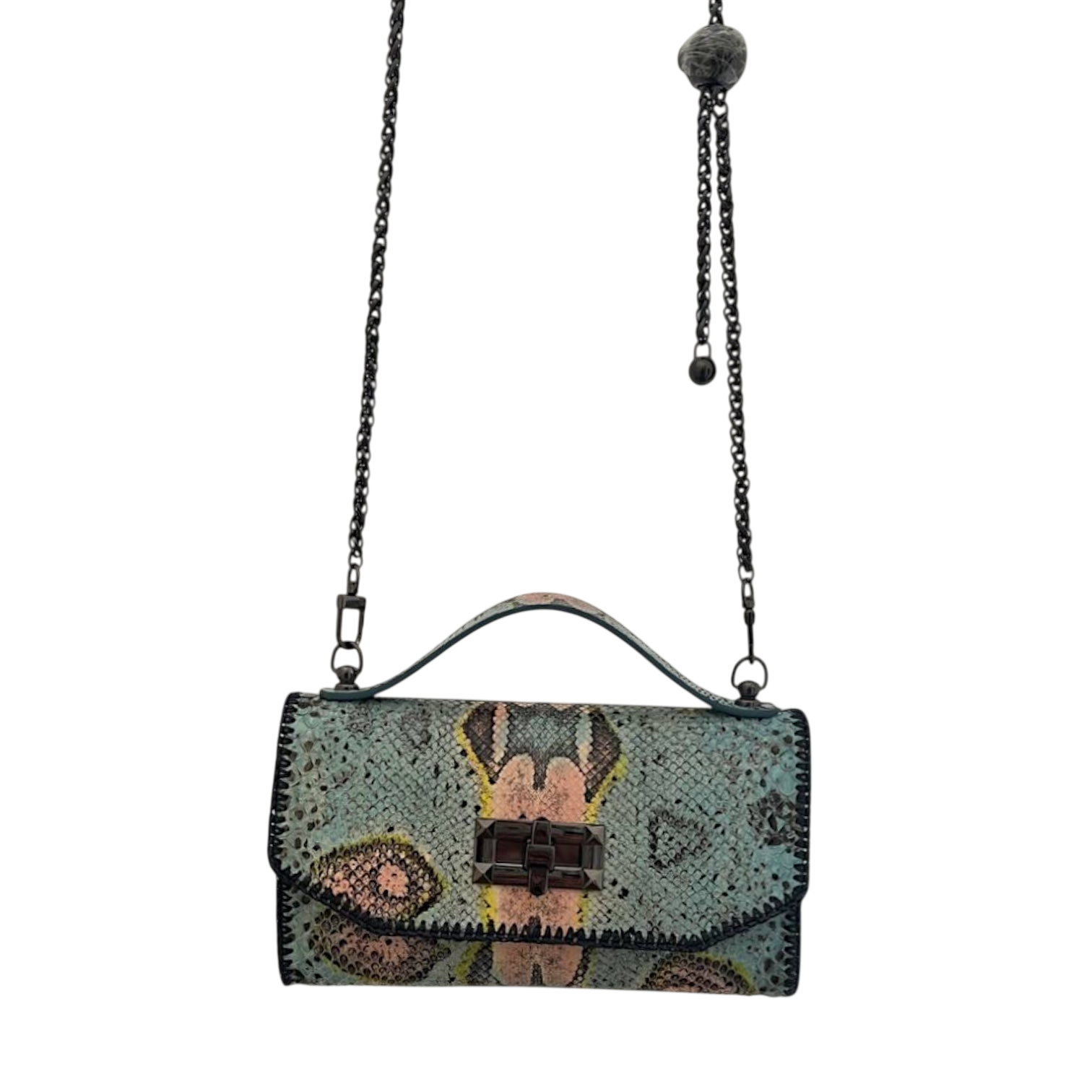 Gunmetal Python Shoulder Bag - Edgy Luxury Statement Piece