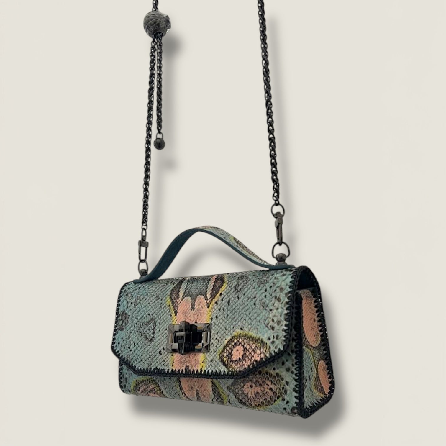 Gunmetal Python Shoulder Bag - Edgy Luxury Statement Piece