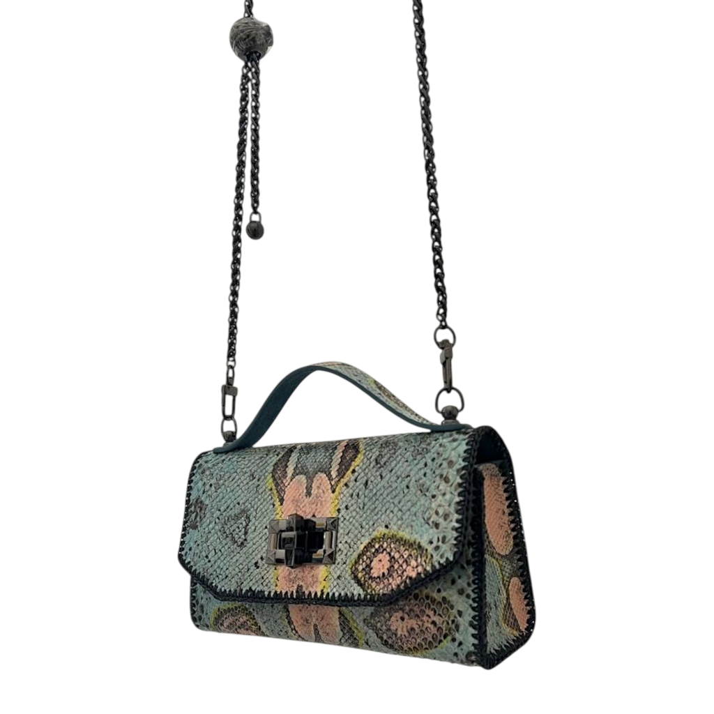 Gunmetal Python Shoulder Bag - Edgy Luxury Statement Piece