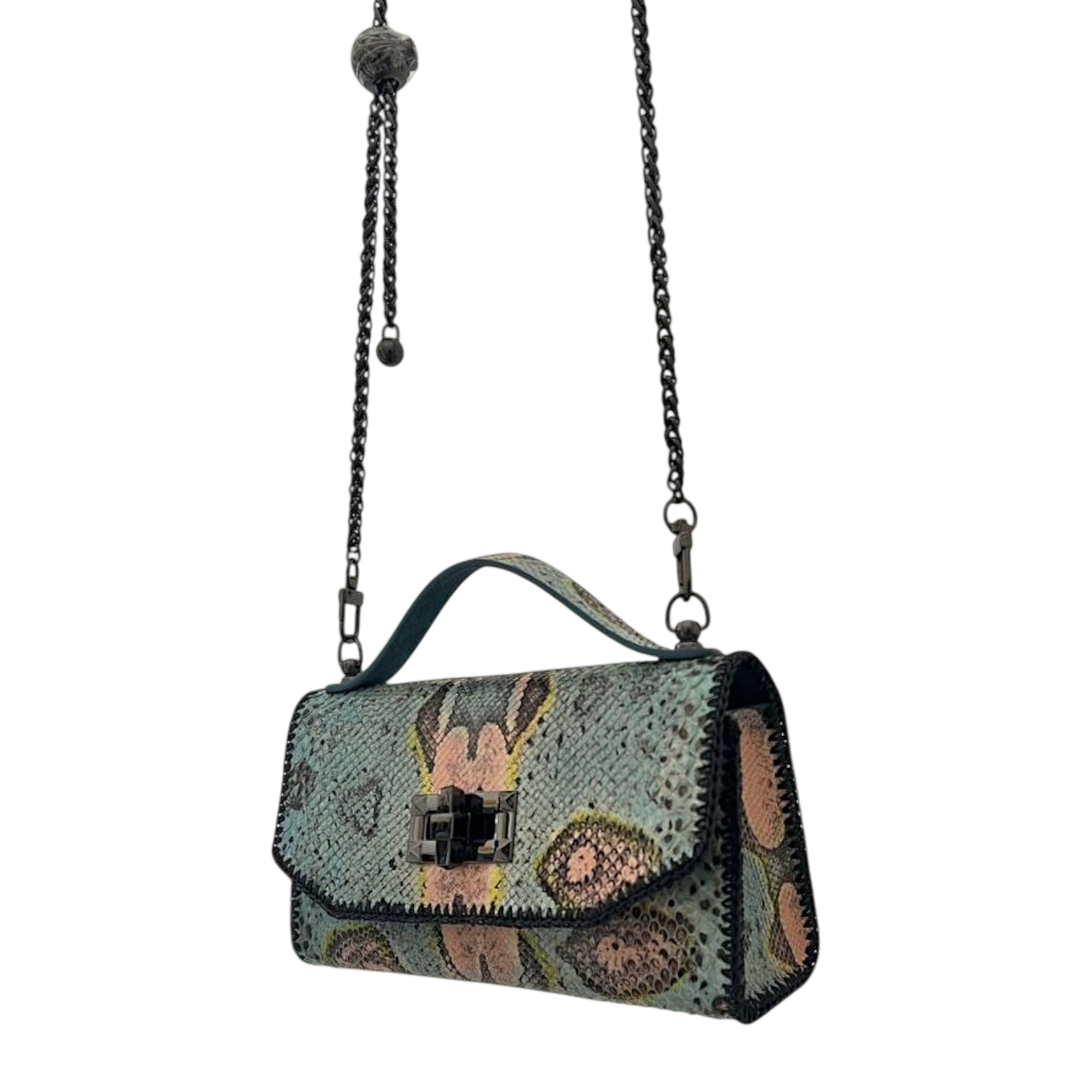 Gunmetal Python Shoulder Bag - Edgy Luxury Statement Piece