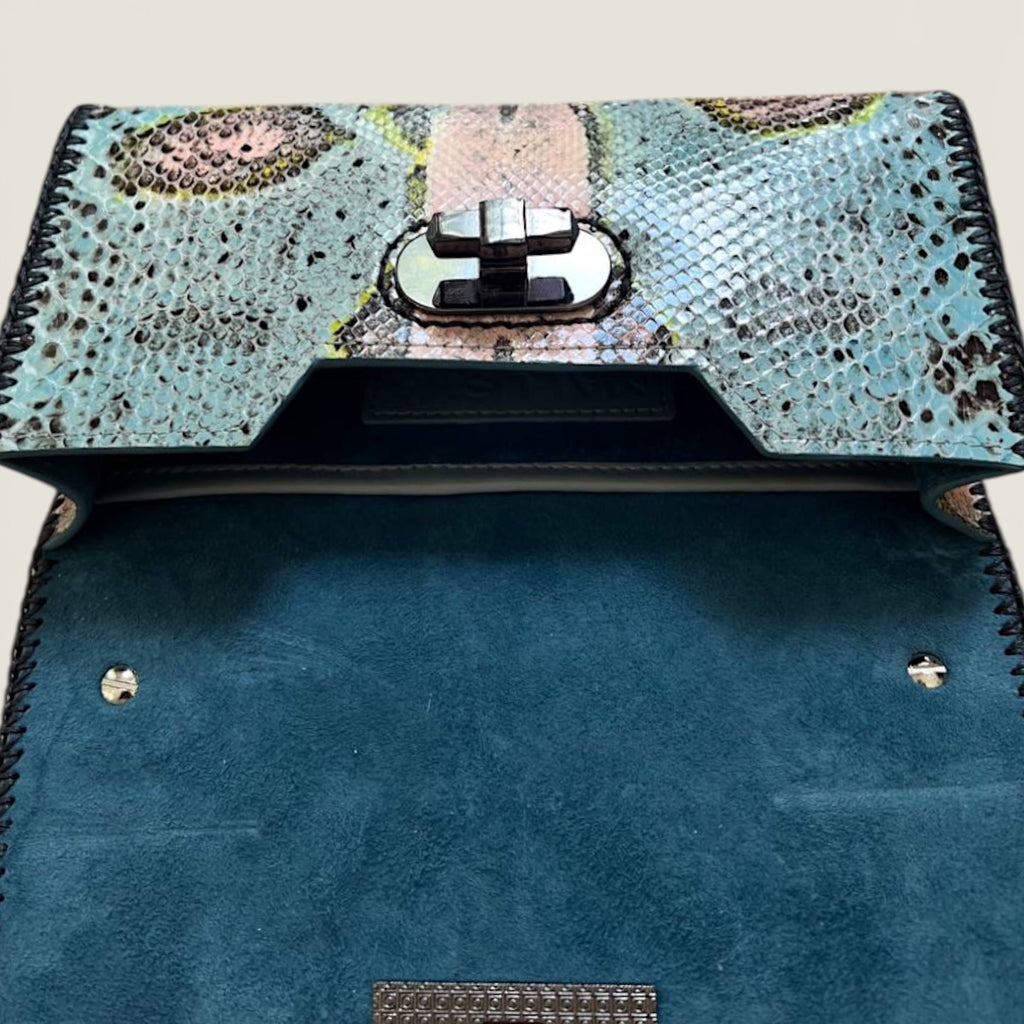 Gunmetal Python Shoulder Bag - Edgy Luxury Statement Piece