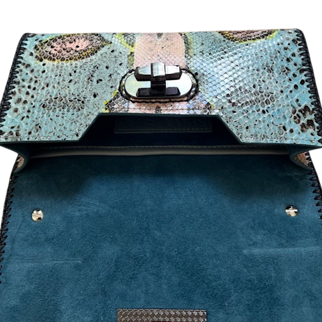 Gunmetal Python Shoulder Bag - Edgy Luxury Statement Piece