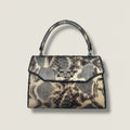 Grey/platinum python top handle bag