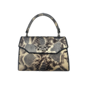 Grey/platinum python top handle bag