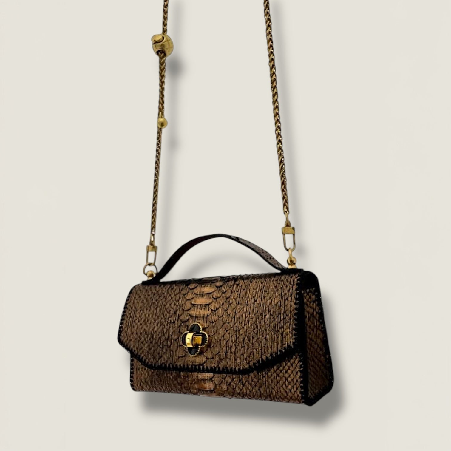 Golden Python Evening Clutch - Statement Luxury Accessory