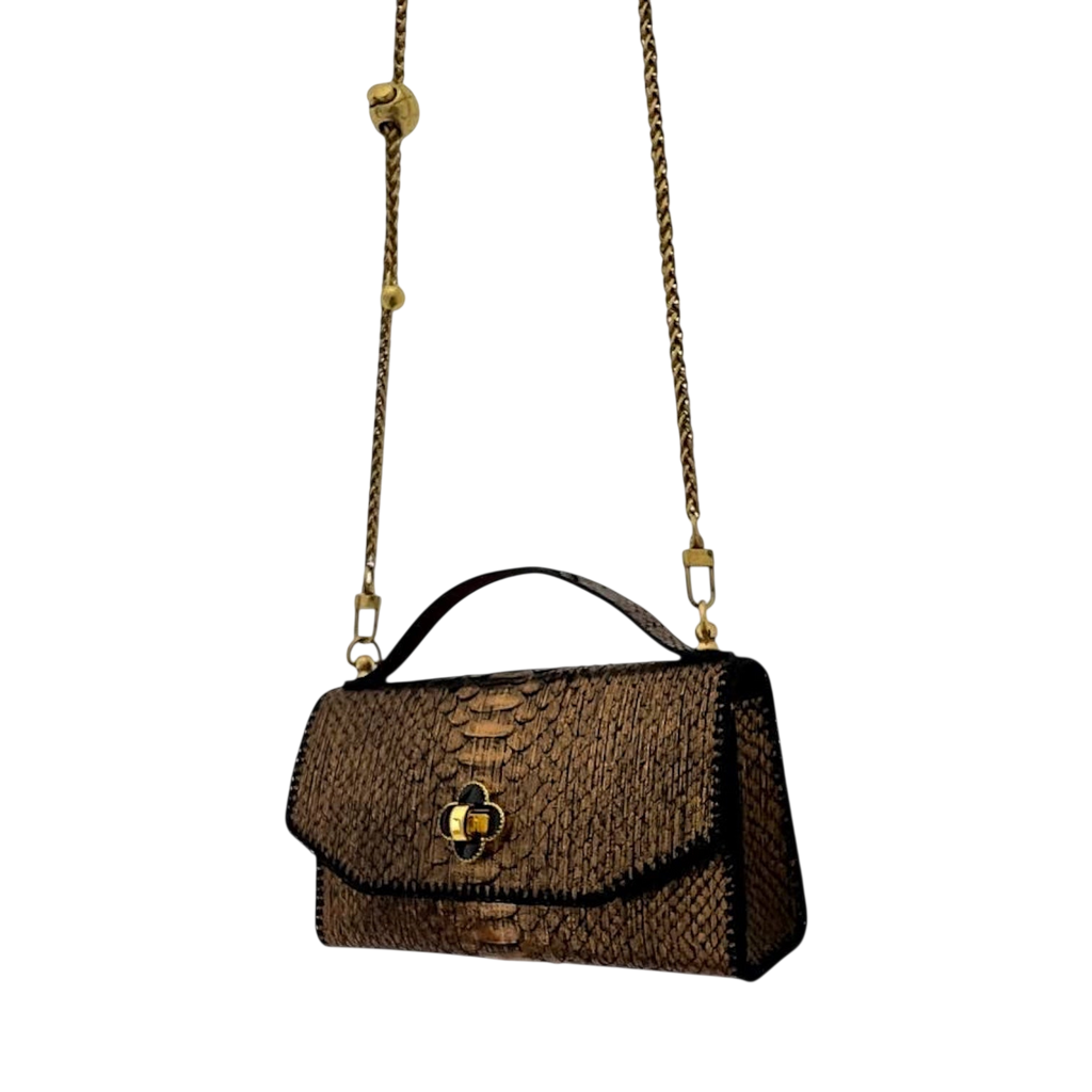 Aged gold small python bag
