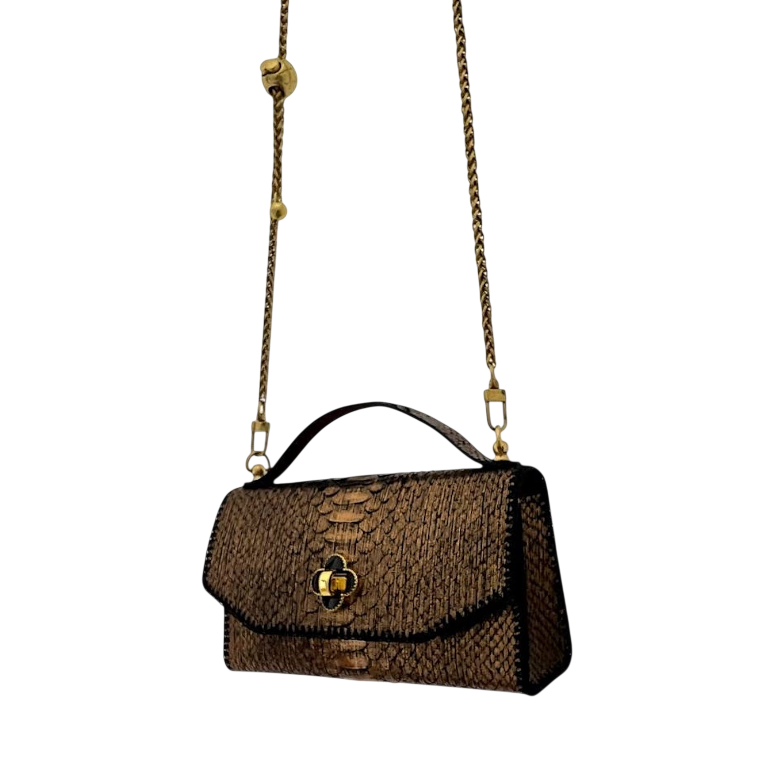 Aged gold small python bag