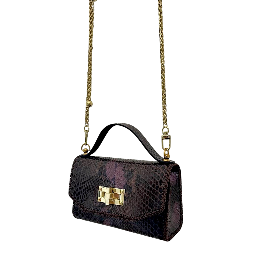 Chocolate brown small python bag