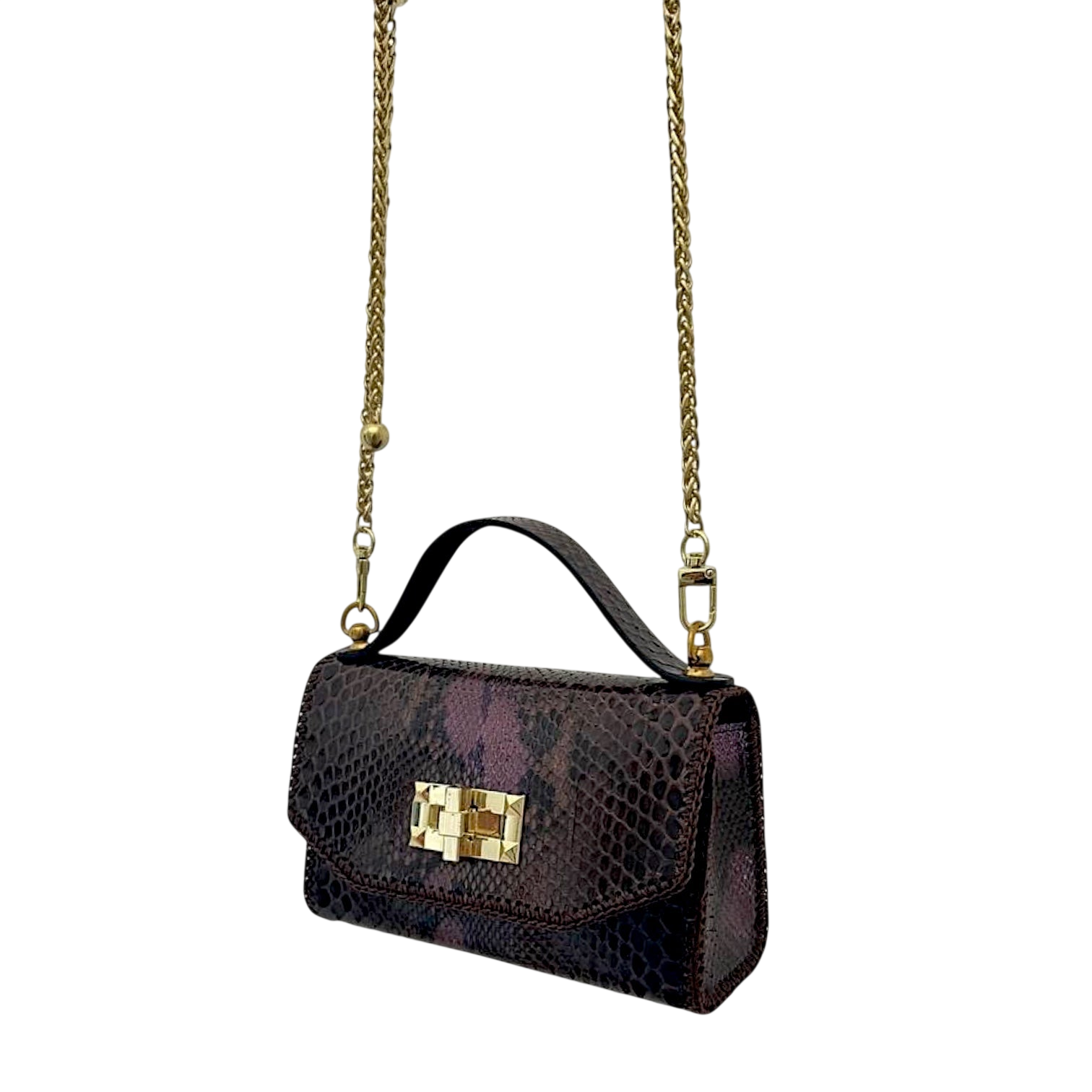 Chocolate brown small python bag
