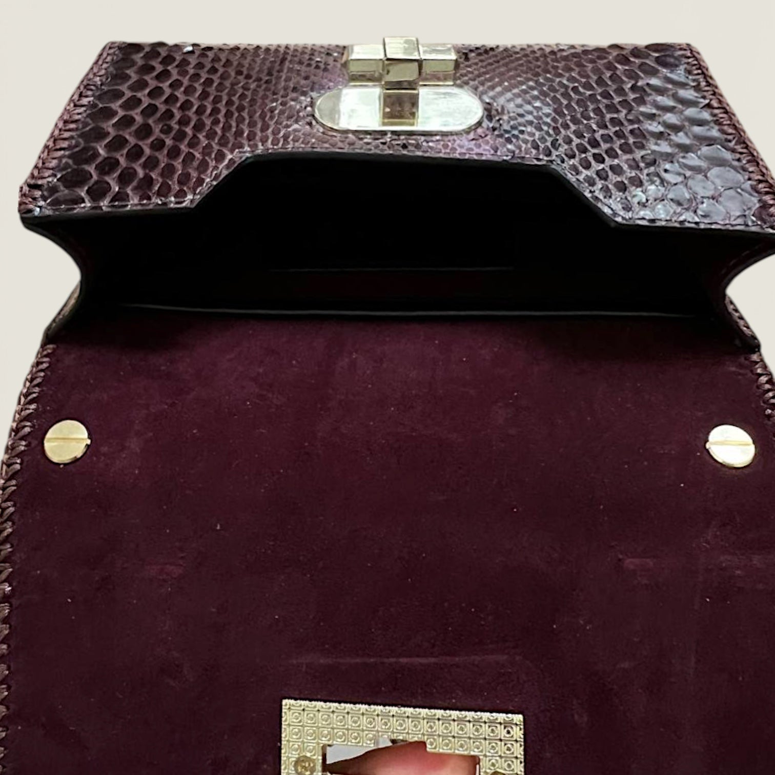Aged Gold Python Clutch - Vintage Luxury Evening Bag