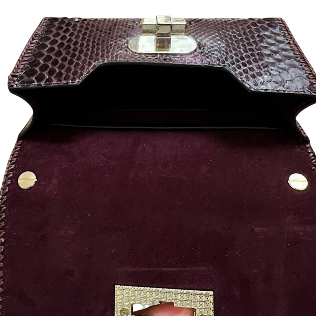 Chocolate brown small python bag
