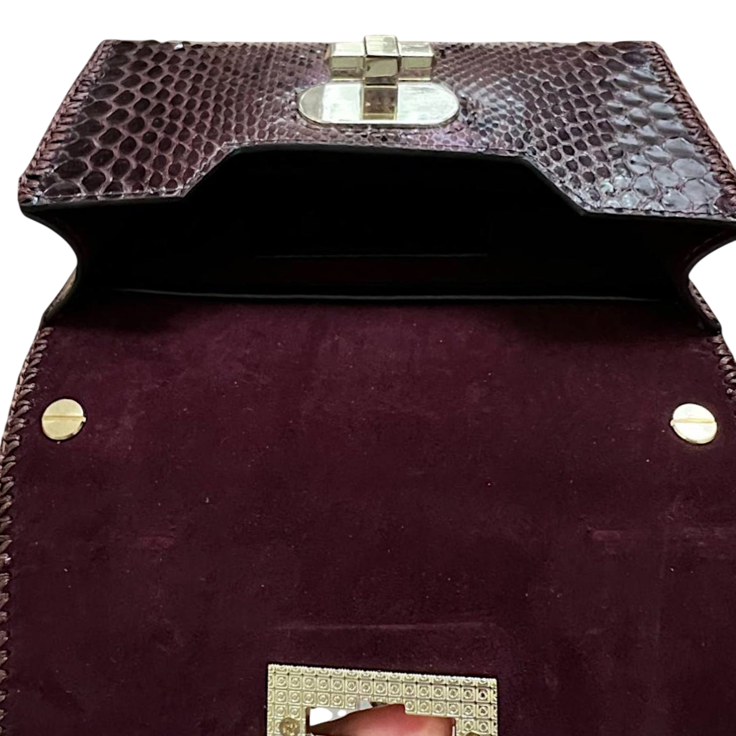 Chocolate brown small python bag
