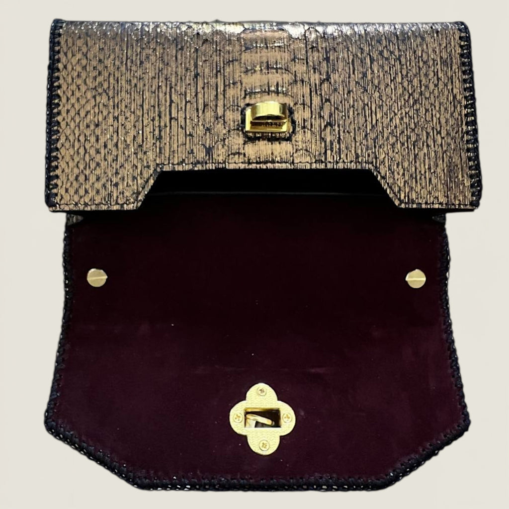 Golden Python Evening Clutch - Statement Luxury Accessory
