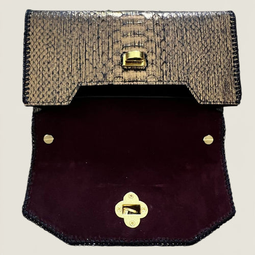 Aged gold small python bag
