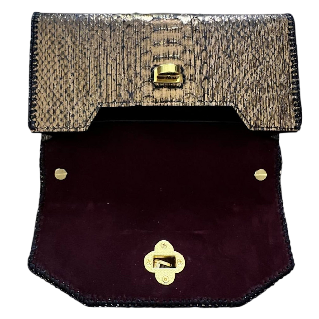 Aged gold small python bag