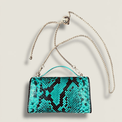 Green/black small python bag