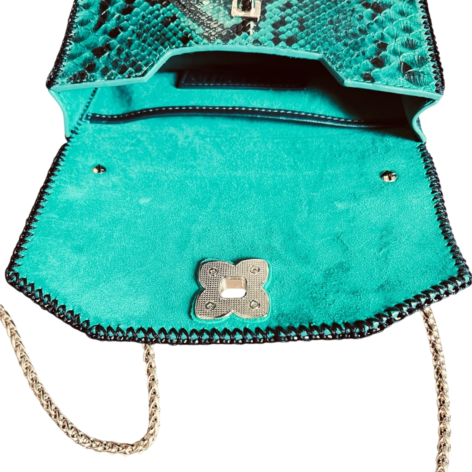 Green/black small python bag